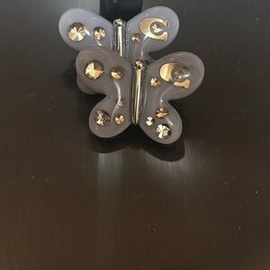 Coach Blue and Silver Butterfly Signature Crystal Earrings, NWOT